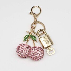 LV Gold Padlock 🔑 Authentic Louis Vuitton Charm + Unbranded Cherry Keychain